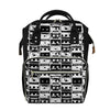 Black And White Cassette Tape Print Diaper Bag