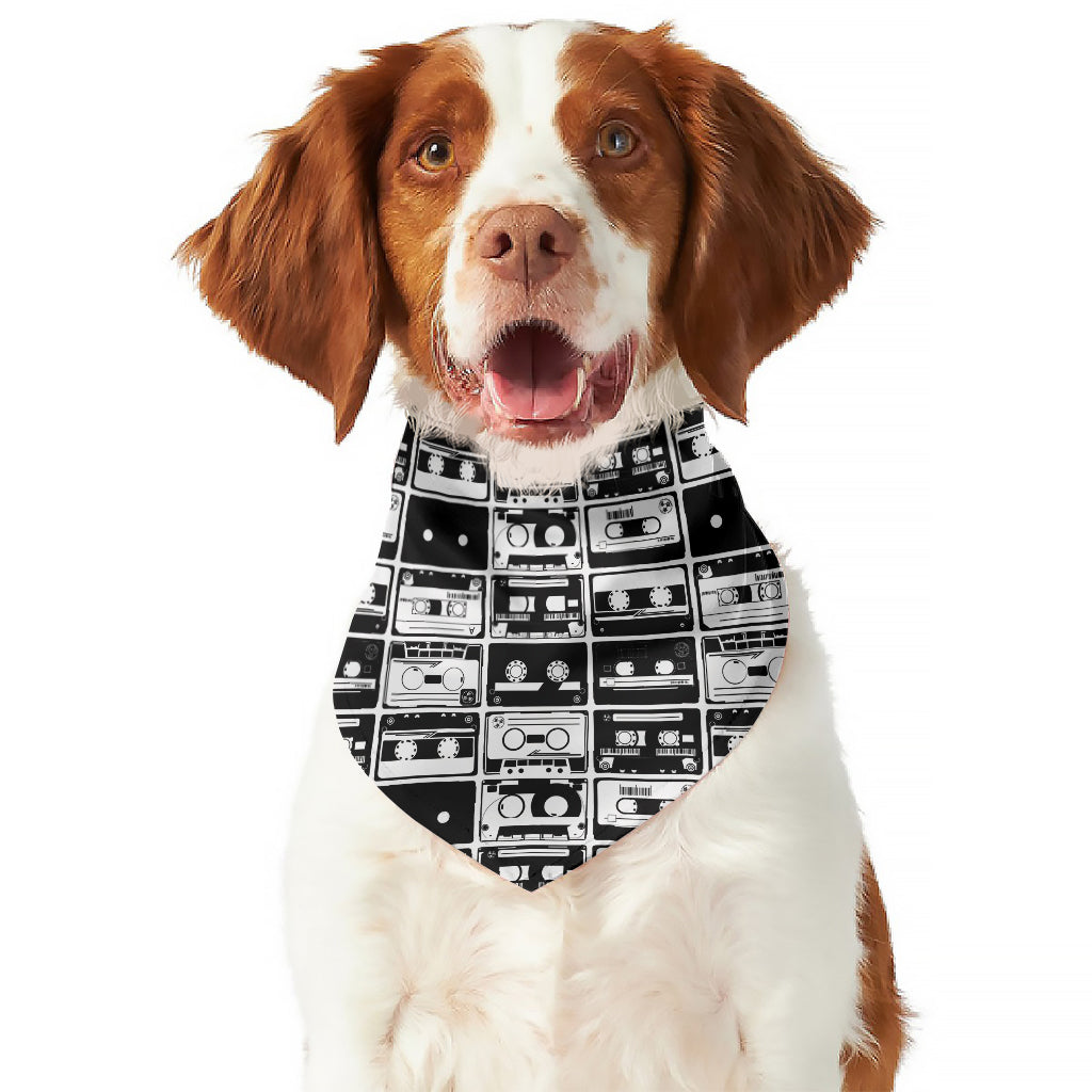 Black And White Cassette Tape Print Dog Bandana