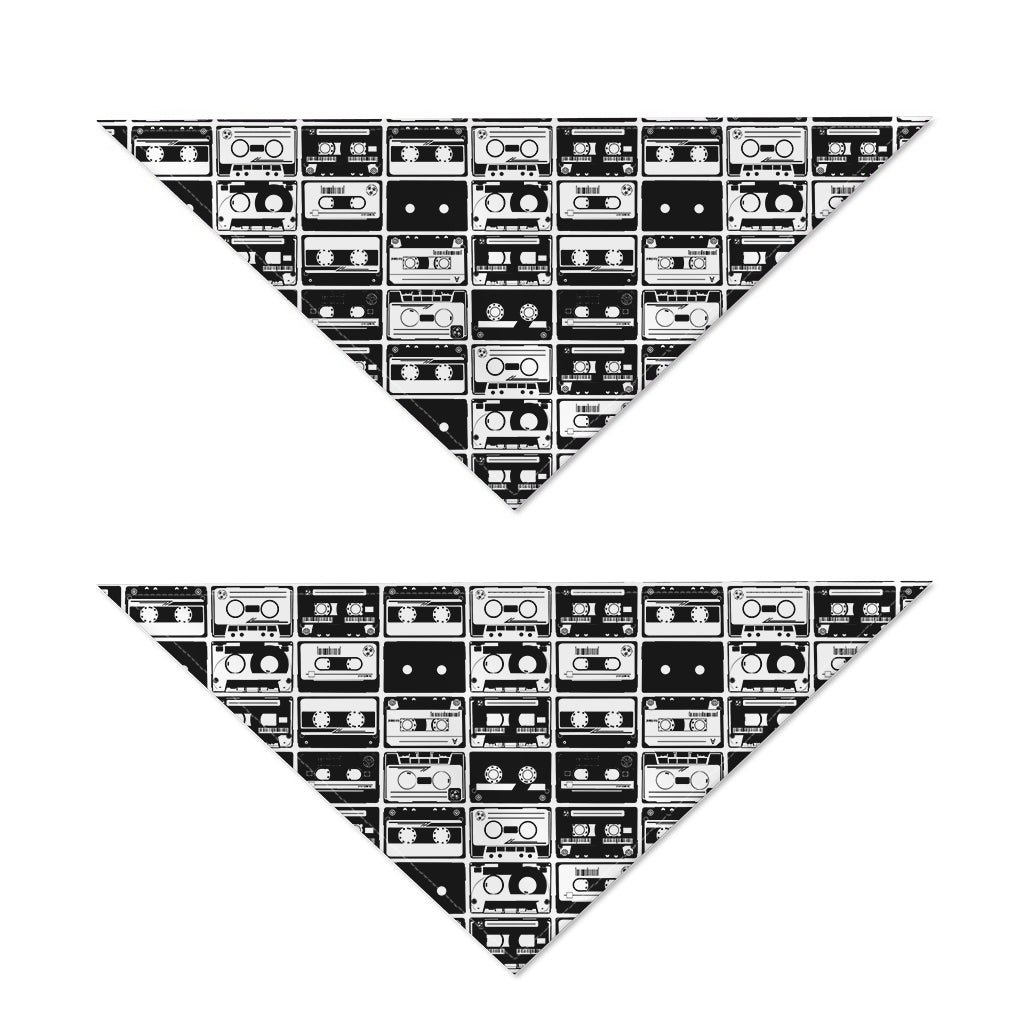 Black And White Cassette Tape Print Dog Bandana