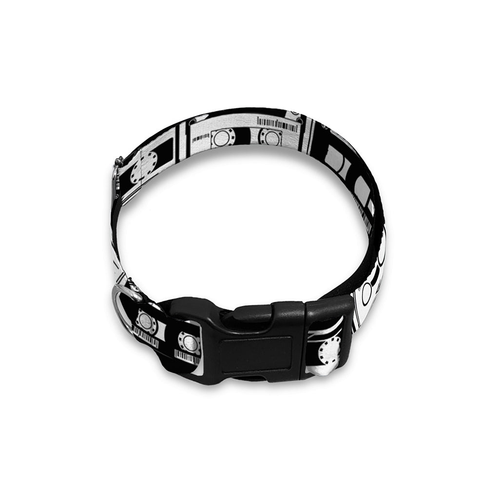 Black And White Cassette Tape Print Dog Collar