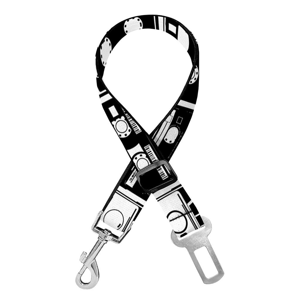Black And White Cassette Tape Print Dog Seat Belt