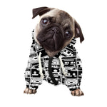 Black And White Cassette Tape Print Dog Zip Up Hoodie
