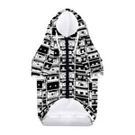 Black And White Cassette Tape Print Dog Zip Up Hoodie