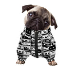 Black And White Cassette Tape Print Dog Zip Up Jacket