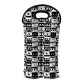Black And White Cassette Tape Print Double Neoprene Wine Tote