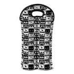Black And White Cassette Tape Print Double Neoprene Wine Tote