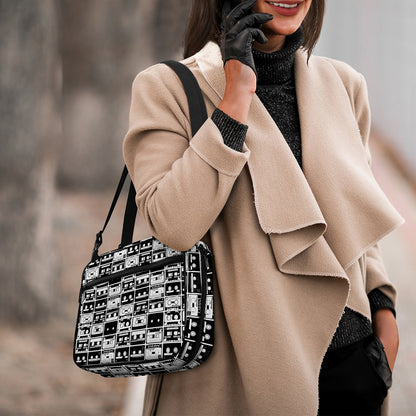 Black And White Cassette Tape Print Double Strap Bible Bag