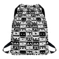 Black And White Cassette Tape Print Drawstring Backpack