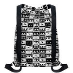 Black And White Cassette Tape Print Drawstring Backpack