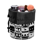 Black And White Cassette Tape Print Drawstring Makeup Bag