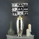 Black And White Cassette Tape Print Drum Lamp Shade