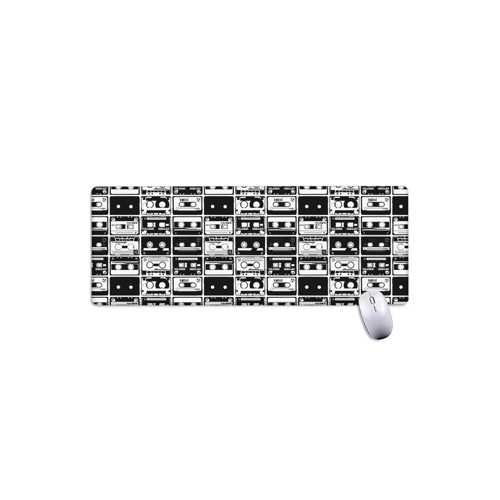 Black And White Cassette Tape Print Extended Mouse Pad