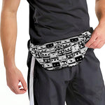 Black And White Cassette Tape Print Fanny Pack