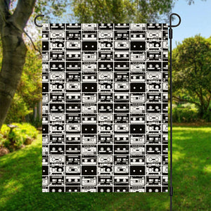 Black And White Cassette Tape Print Garden Flag