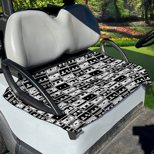 Black And White Cassette Tape Print Golf Cart Seat Cover