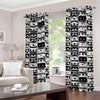 Black And White Cassette Tape Print Grommet Curtains