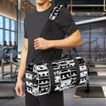Black And White Cassette Tape Print Gym Bag