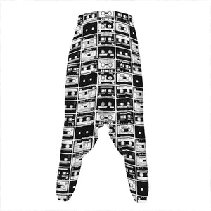 Black And White Cassette Tape Print Hammer Pants