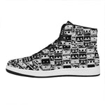 Black And White Cassette Tape Print High Top Leather Sneakers