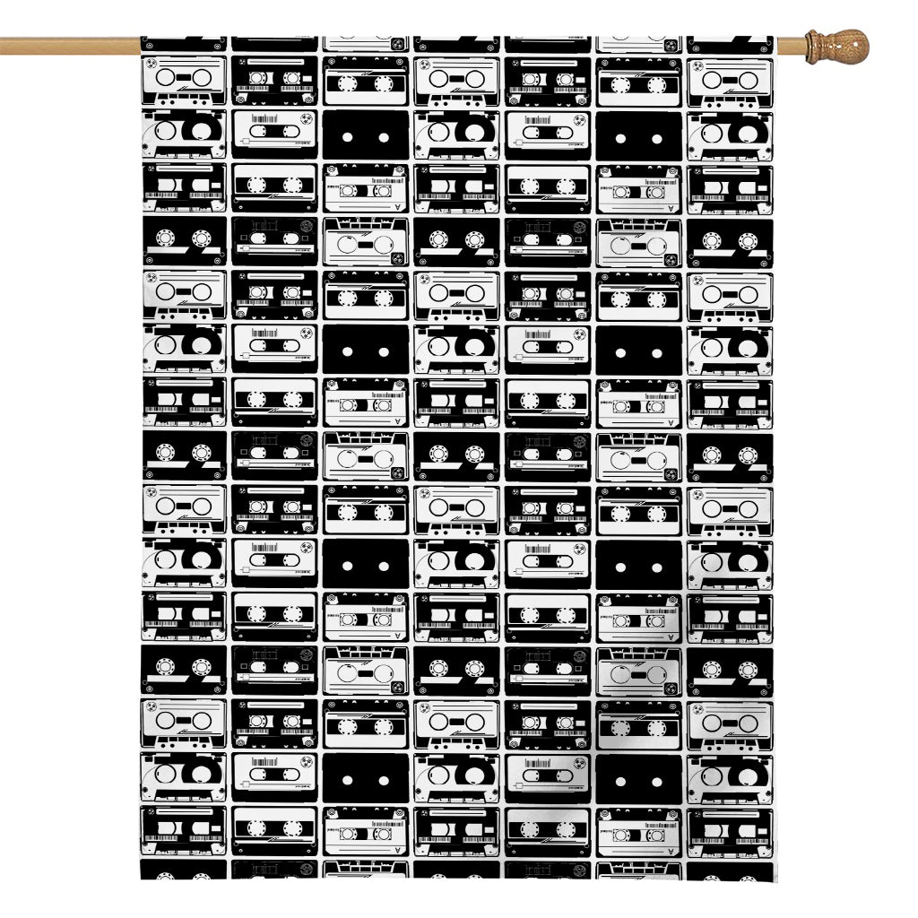 Black And White Cassette Tape Print House Flag