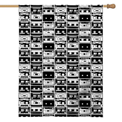 Black And White Cassette Tape Print House Flag