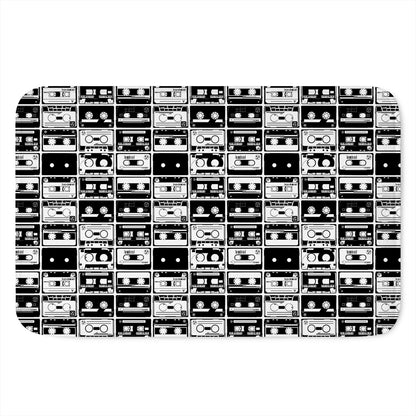 Black And White Cassette Tape Print Indoor Door Mat