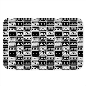 Black And White Cassette Tape Print Indoor Door Mat