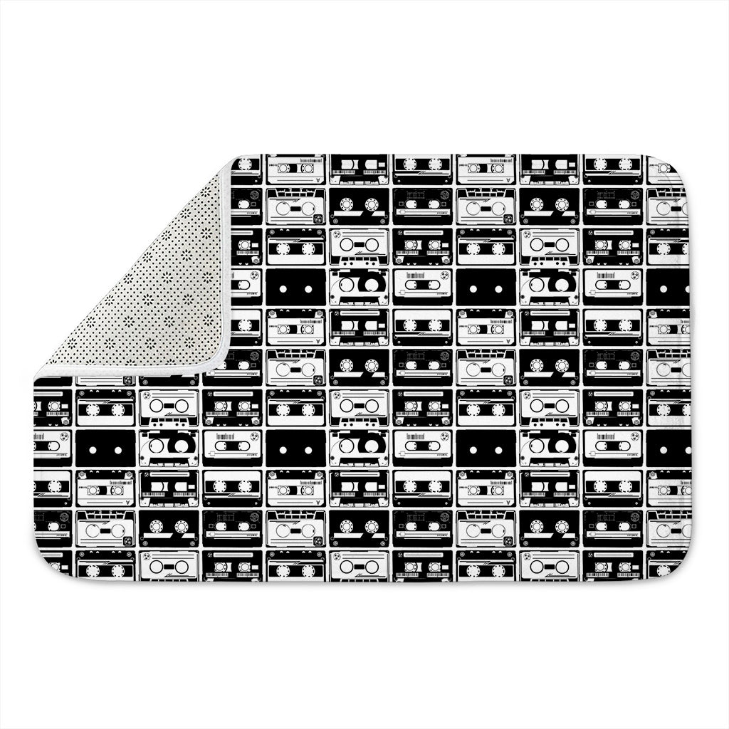 Black And White Cassette Tape Print Indoor Door Mat