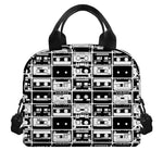 Black And White Cassette Tape Print Insulated Lunch Bag