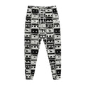 Black And White Cassette Tape Print Jogger Pants