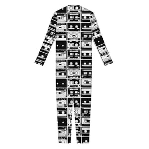 Black And White Cassette Tape Print Jumpsuit