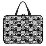 Black And White Cassette Tape Print Laptop Sleeve With Handle