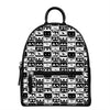 Black And White Cassette Tape Print Leather Backpack