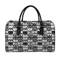Black And White Cassette Tape Print Leather Duffel Bag