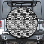 Black And White Cassette Tape Print Leather Spare Tire Cover