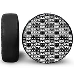 Black And White Cassette Tape Print Leather Spare Tire Cover
