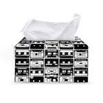 Black And White Cassette Tape Print Leather Tissue Box Cover