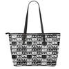 Black And White Cassette Tape Print Leather Tote Bag