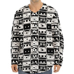 Black And White Cassette Tape Print Long Sleeve Baseball Jersey