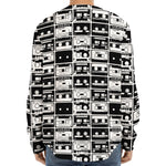 Black And White Cassette Tape Print Long Sleeve Baseball Jersey
