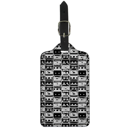 Black And White Cassette Tape Print Luggage Tag