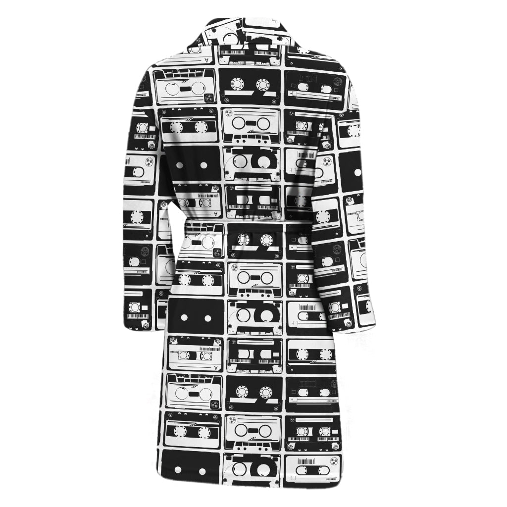 Black And White Cassette Tape Print Men's Bathrobe