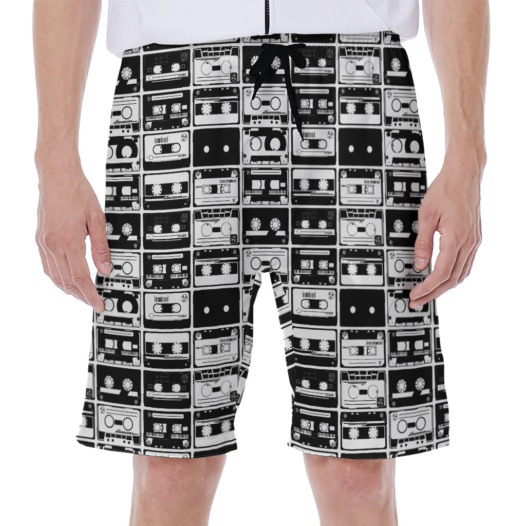 Black And White Cassette Tape Print Men's Beach Shorts