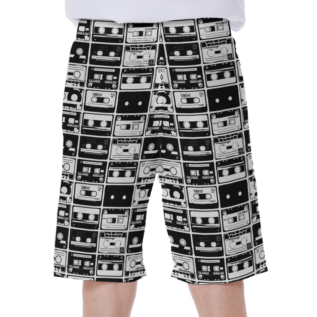 Black And White Cassette Tape Print Men's Beach Shorts