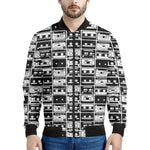 Black And White Cassette Tape Print Men's Bomber Jacket