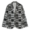 Black And White Cassette Tape Print Men's Cotton Blazer