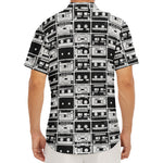 Black And White Cassette Tape Print Men's Deep V-Neck Shirt