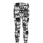 Black And White Cassette Tape Print Men's leggings