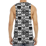 Black And White Cassette Tape Print Men's Muscle Tank Top
