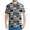 Black And White Cassette Tape Print Men's Polo Shirt